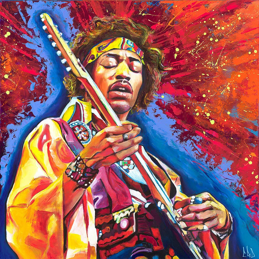 Colorful Abstract Painting of Jimi Hendrix — CGDiaz Art